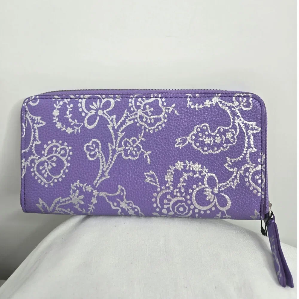 Vera Bradley NWT Essential Continental Wallet Cotswolds Dahlia purple silver - Picture 3 of 14
